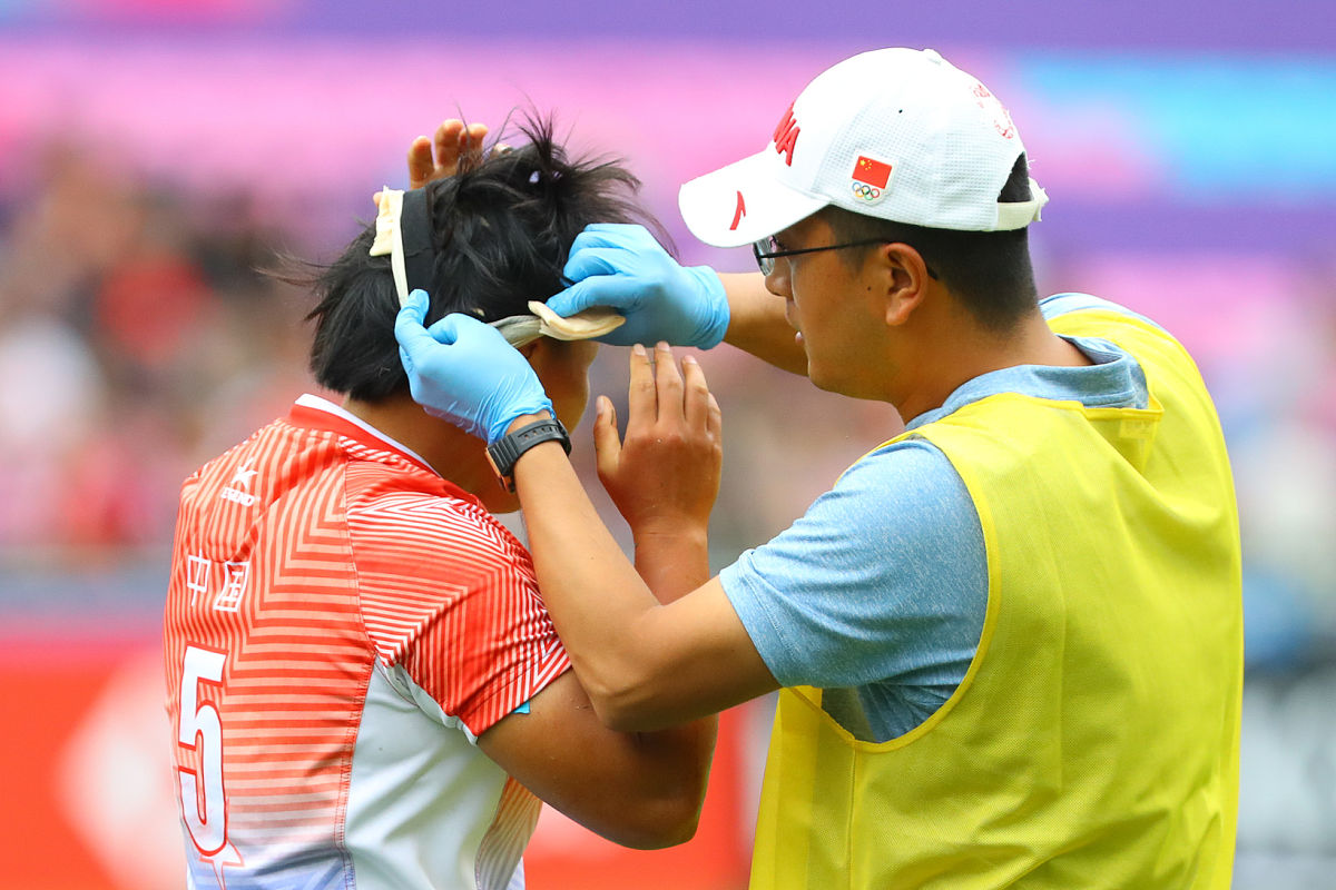 2018年4月6日,中国香港,2018世界女子七人橄榄球系列赛次日赛况.