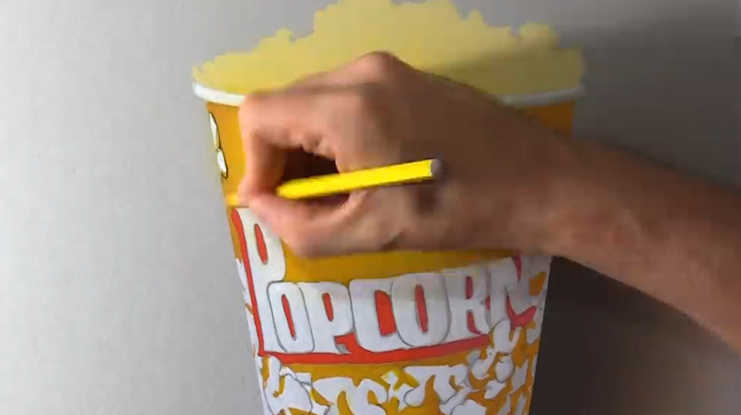 高手彩铅画演练,拿起画笔一气呵成的就把“爆米花”画得栩栩如生