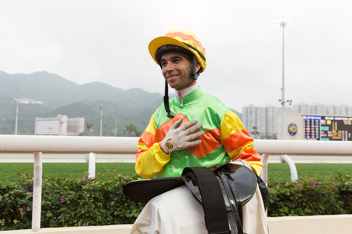 hong kong, hong kong - march 5 : jockey joao moreira celebrates 
