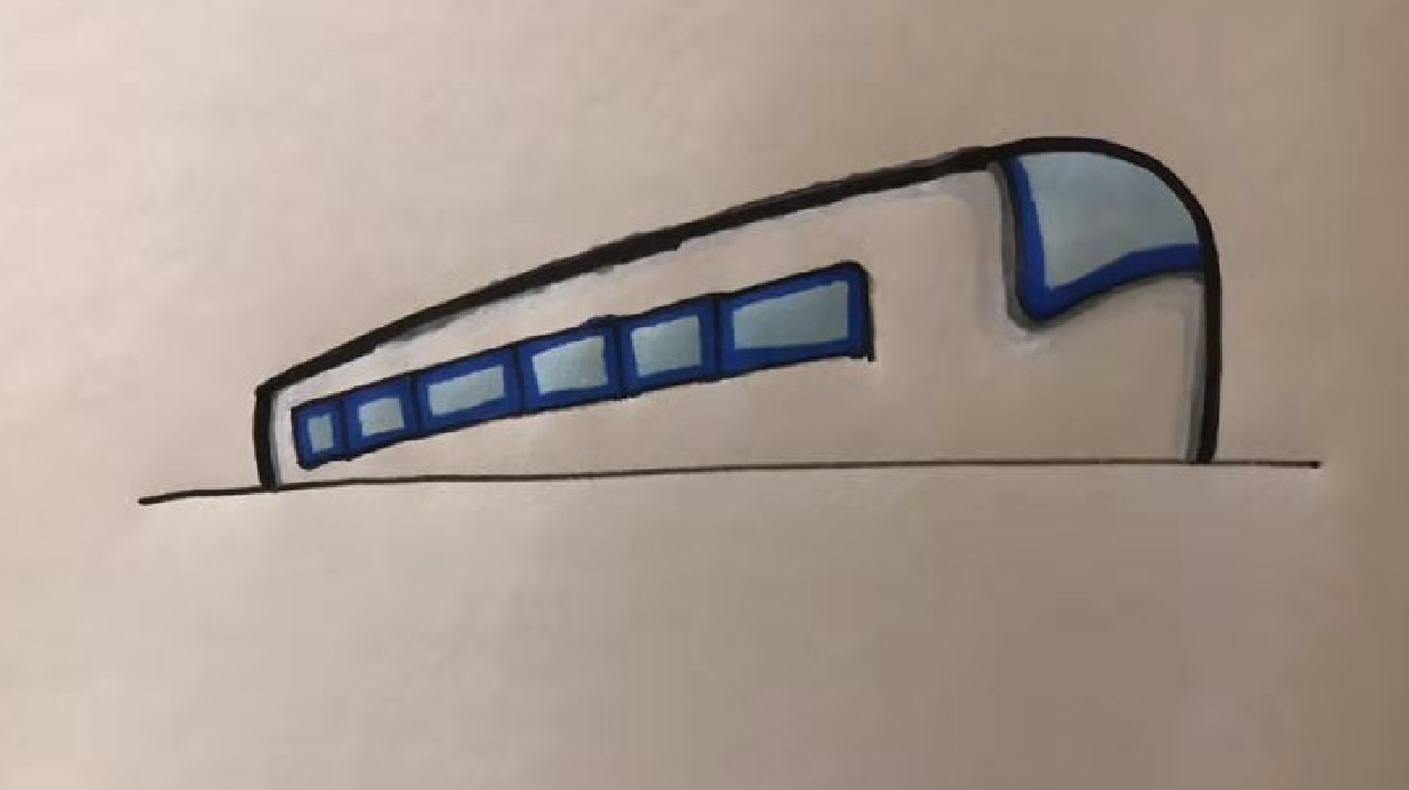 高铁趣味简笔画,适合零基础的小萌娃,认识色彩和图形轻松学画画