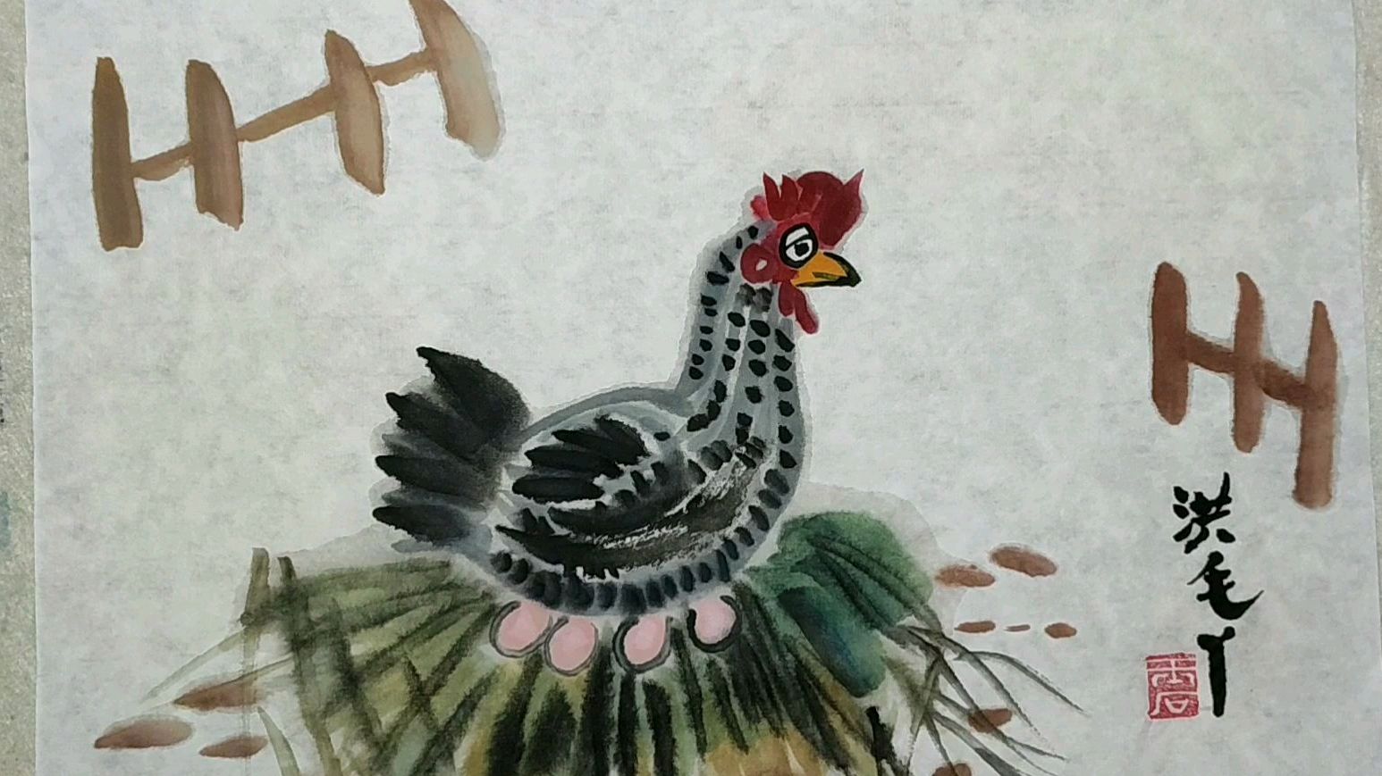 母鸡和鸡蛋儿童画