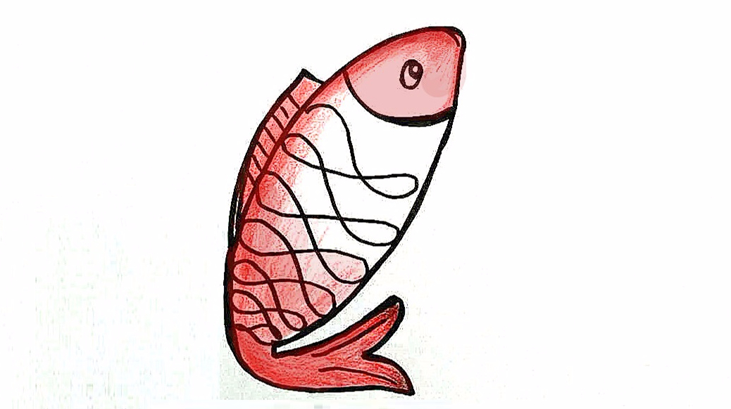 亲子简笔画:4个数字画吉祥大鲤鱼,新年手抄报必备,简单易画