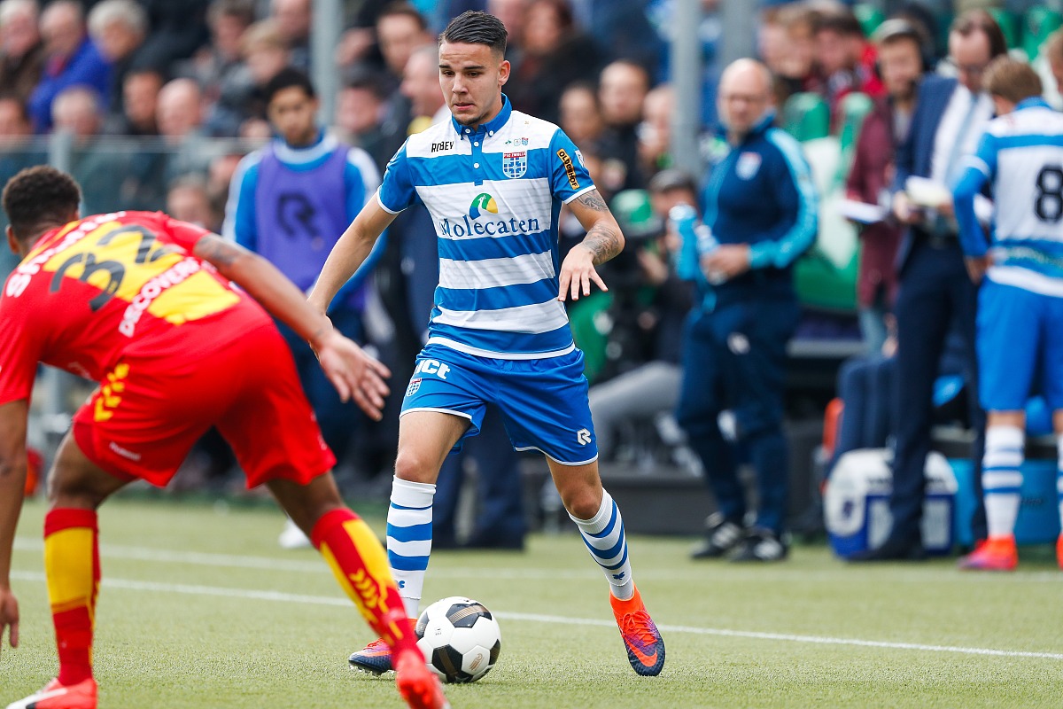(l-r) joey groenbast of go ahead eagles, calvin verdonk of pec z
