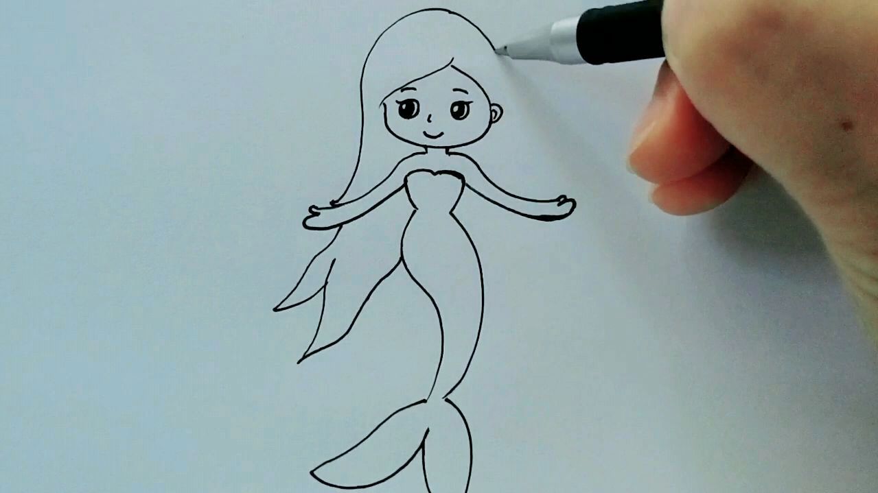 小小美人鱼简笔画