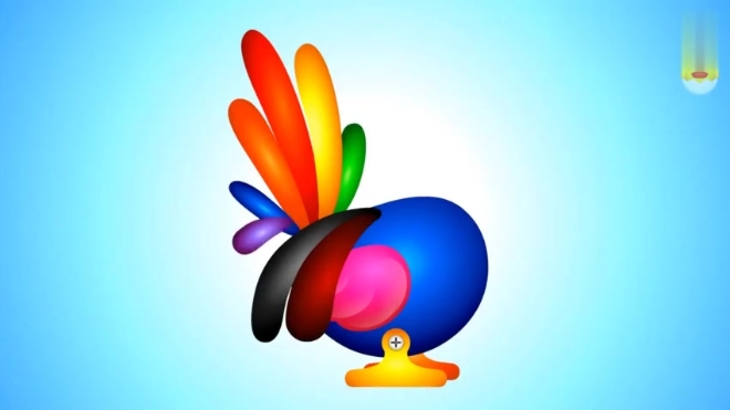 幼儿色彩启蒙:用积木组成彩虹3D大公鸡,学习颜色和数字