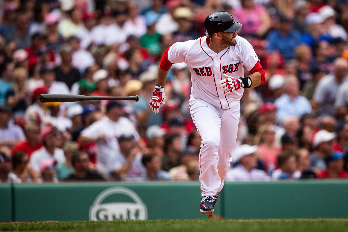 martinez #28 of the boston re<strong>d</strong> sox bats during the game agaistt