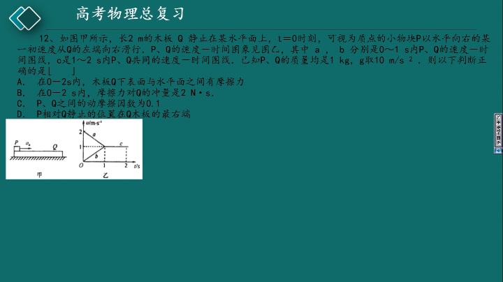 [图]高考物理:经典力学专题练习之木板与滑块间的运动经典题型讲解