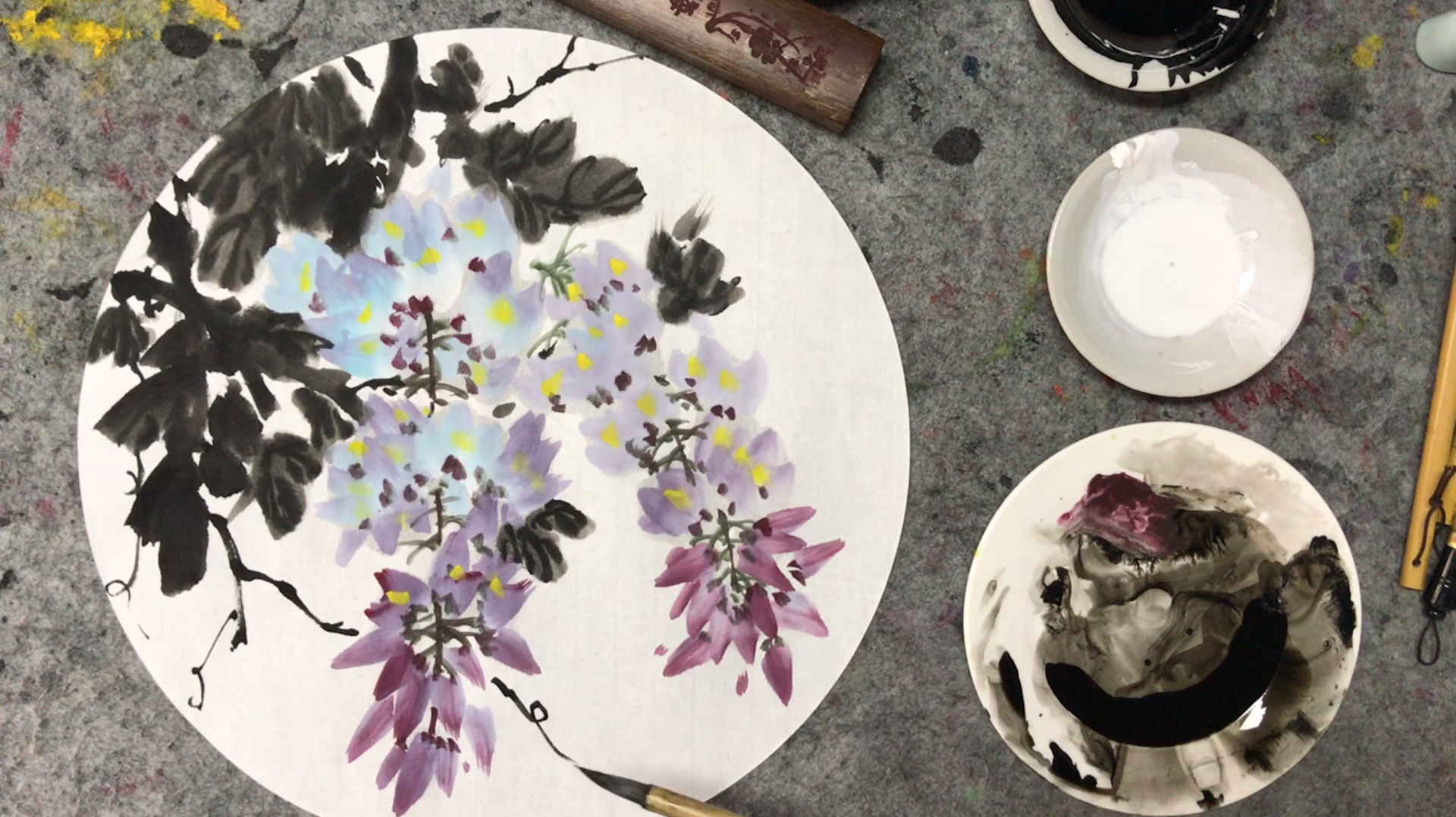 国画教程:写意紫藤讲解示范