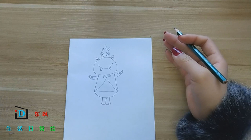 有趣的儿童简笔画教程,呆萌可爱的河马先生,是不是很简单