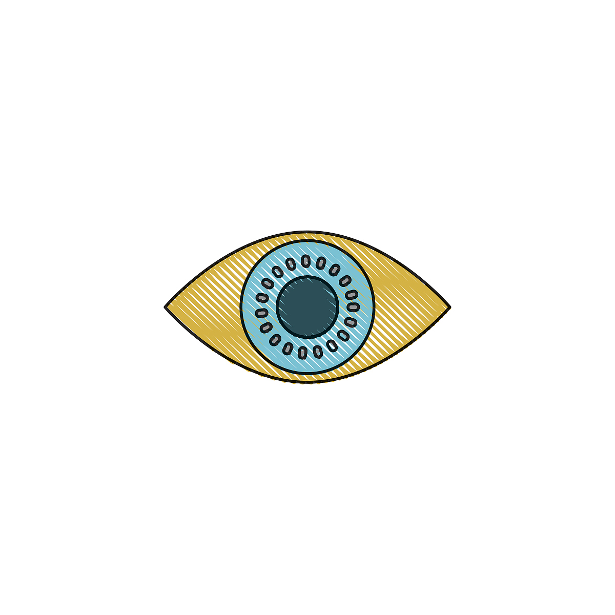 eye icon in color crayon silhouette