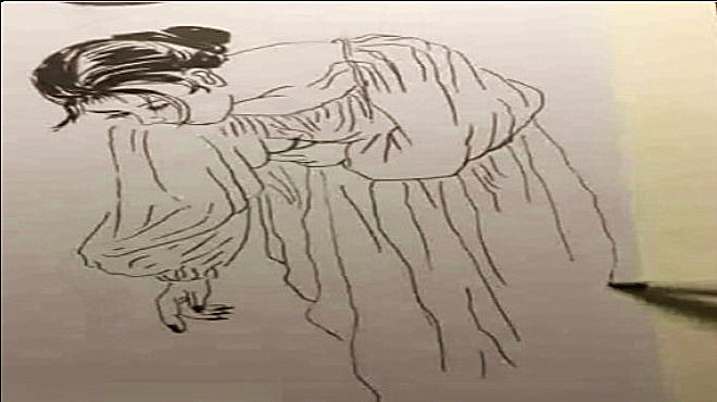 简笔画:弯腰的女人,这画法,没有人说不好的