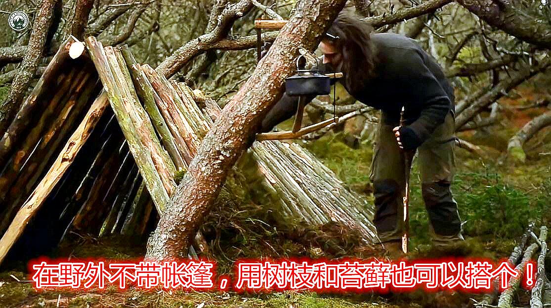 [图]维京时代第14集:不带帐篷,用树枝和苔藓,建造牢固的A型庇护所