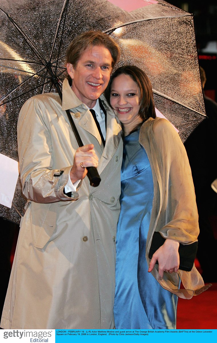 london - february 19:  (l-r) actor matthew modine and guest arri