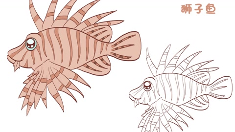 简笔画大全,狮子鱼