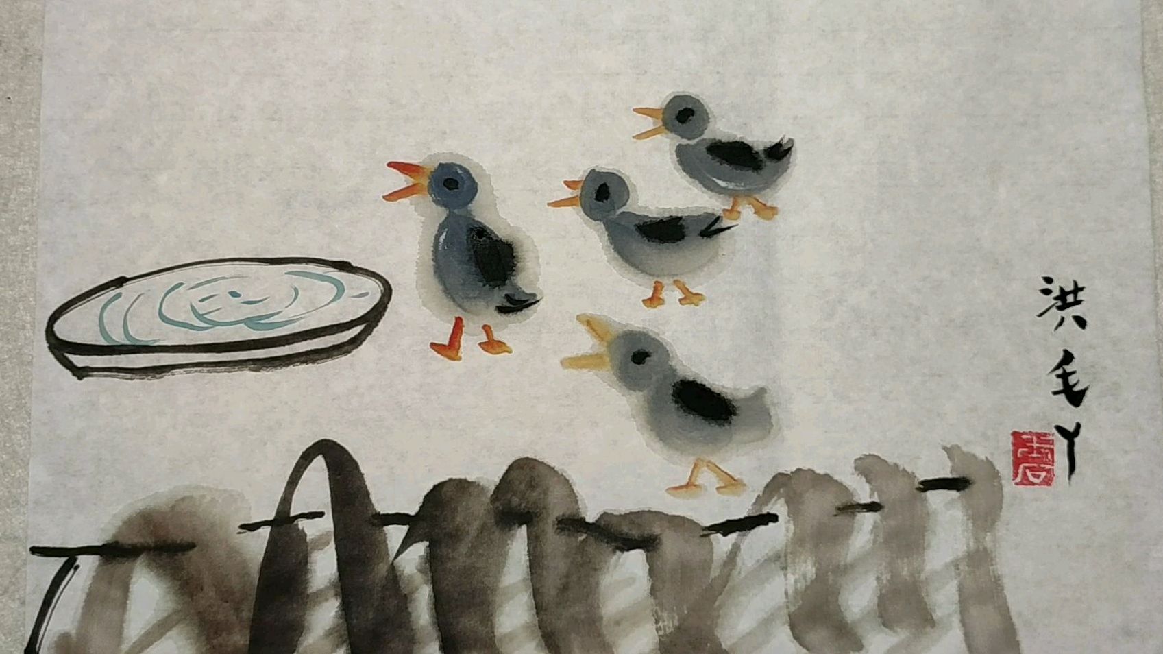 农家院的小鸭子儿童画