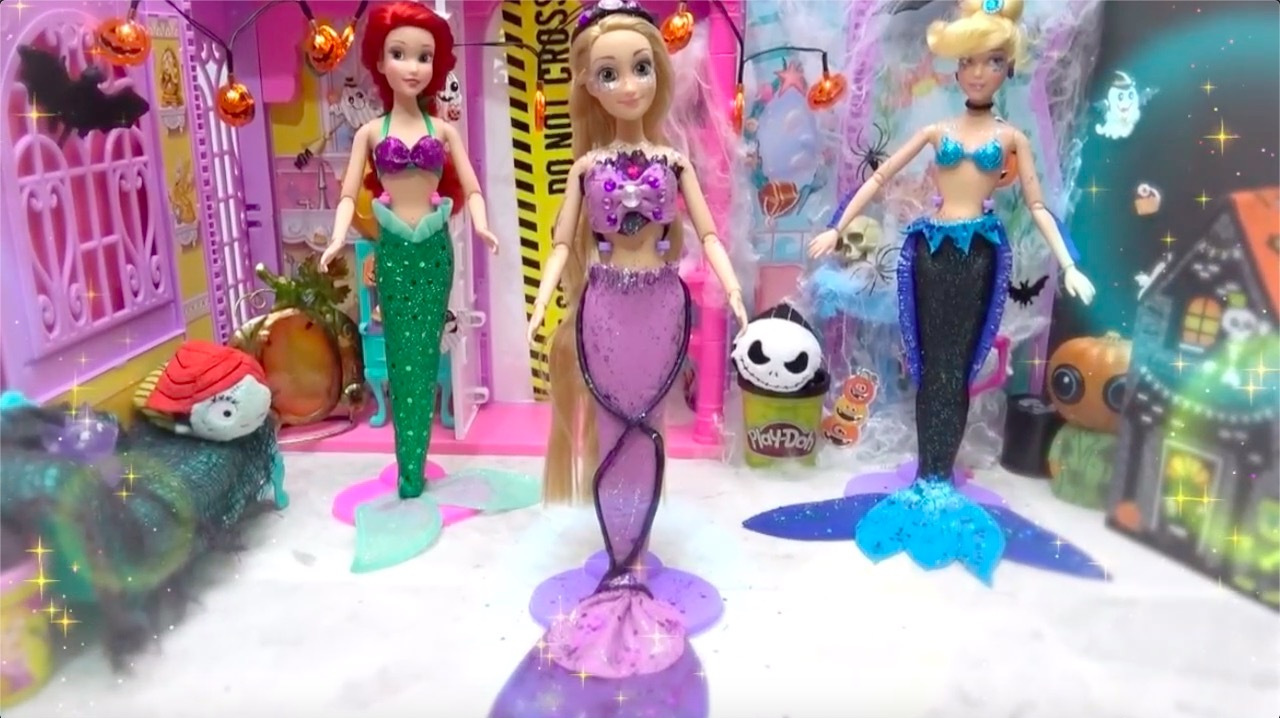 用培乐多粘土给长发公主做一套美人鱼服装,长发公主变美人鱼了!