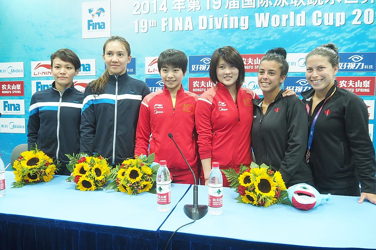 2014年7月17日,上海,2014跳水世界杯第3日女子双人10米台决赛赛况.***
