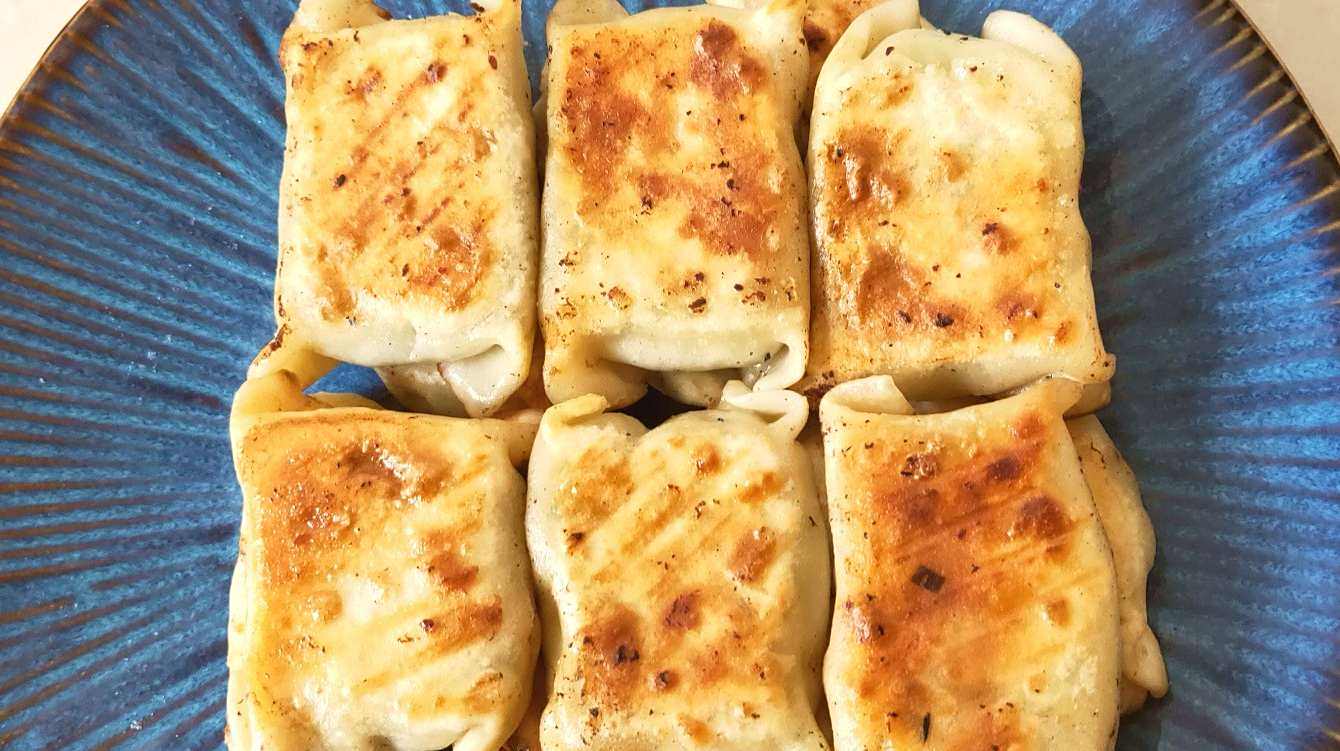 #发现美好时光# 用电饼铛做锅贴,调馅料和面步骤详细,外脆里嫩,美味可口 