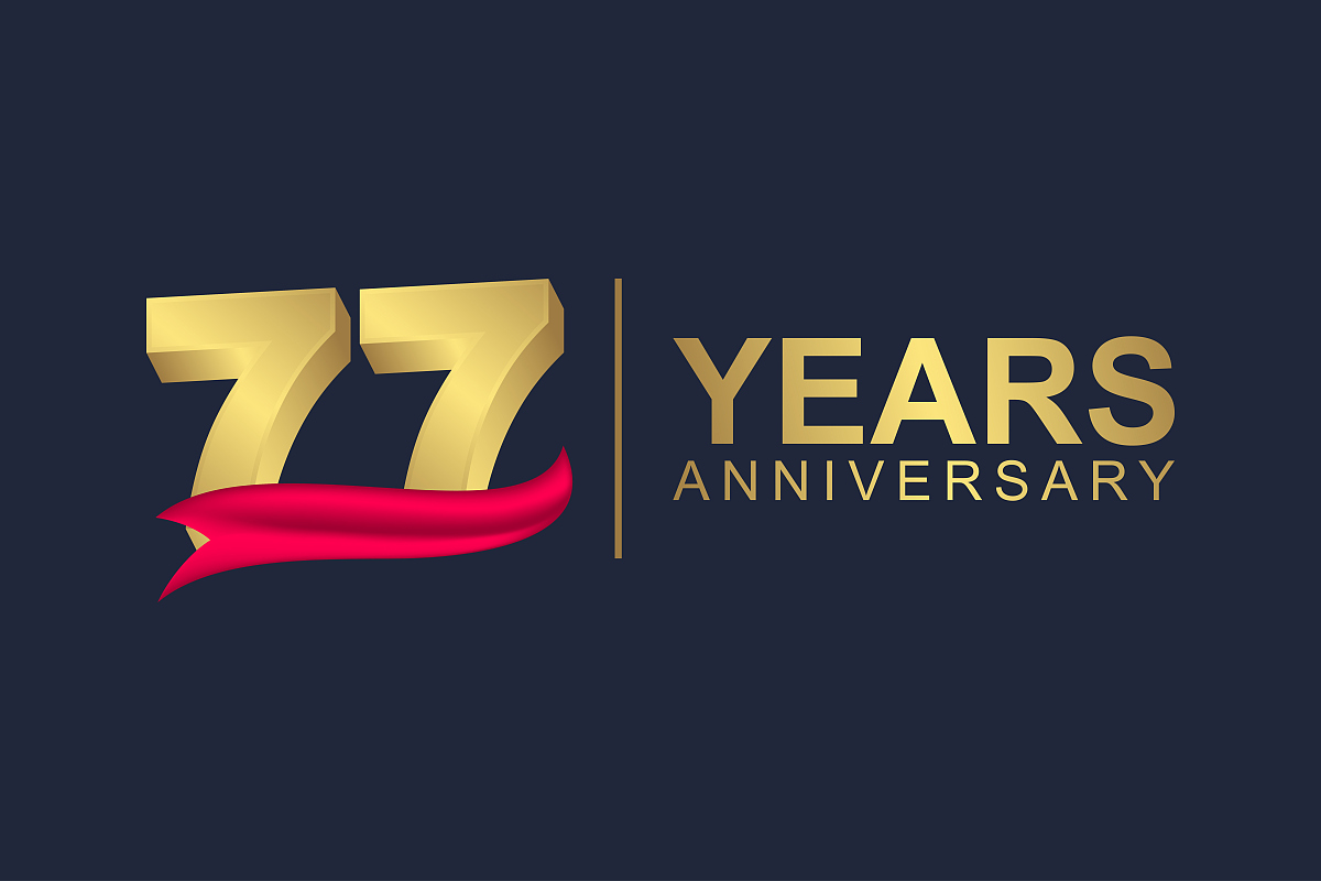 3d gold number of happy 77 years anniversary