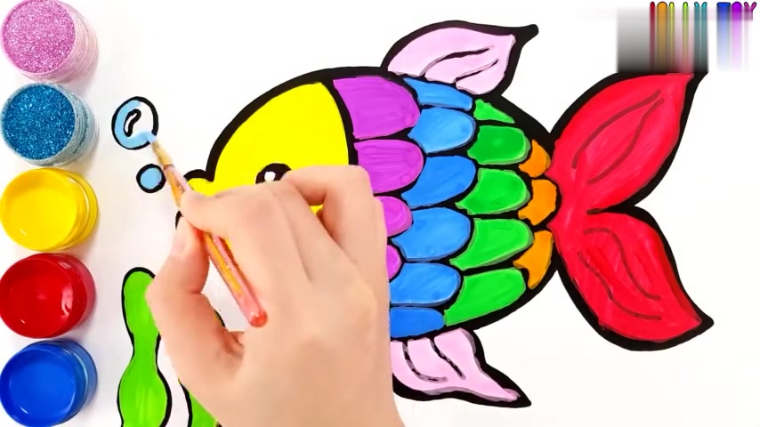非常漂亮的五彩小金鱼,彩色简笔画,你学会了吗