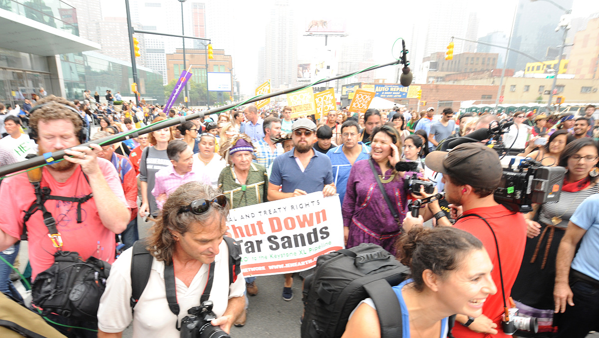 2014年9月22日讯,纽约,当地时间9月21日,民众支持联合国气候变化大会