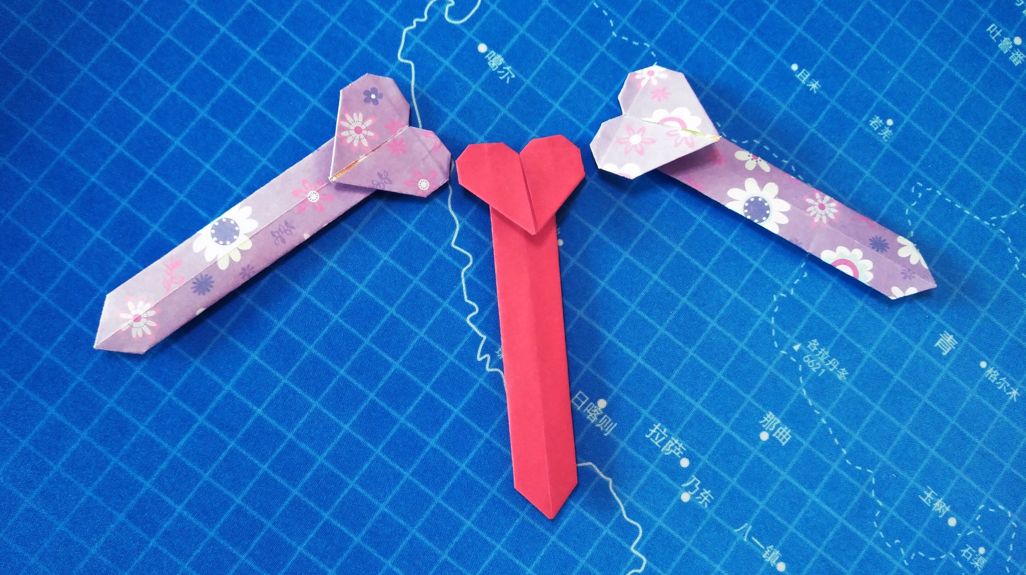 折纸大全简单又漂亮,心形长条书签,快点折起来!DIY手工折纸!