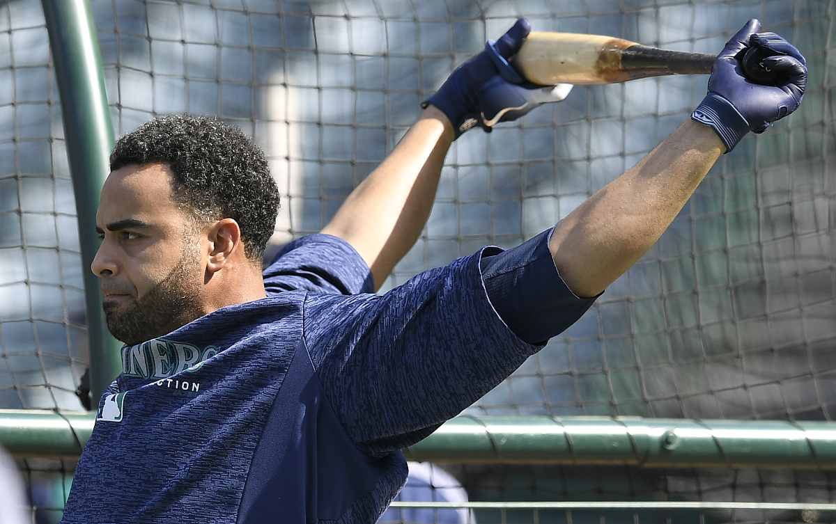 anaheim, ca - july 28: nelson cruz #23 of the seattle mariners w