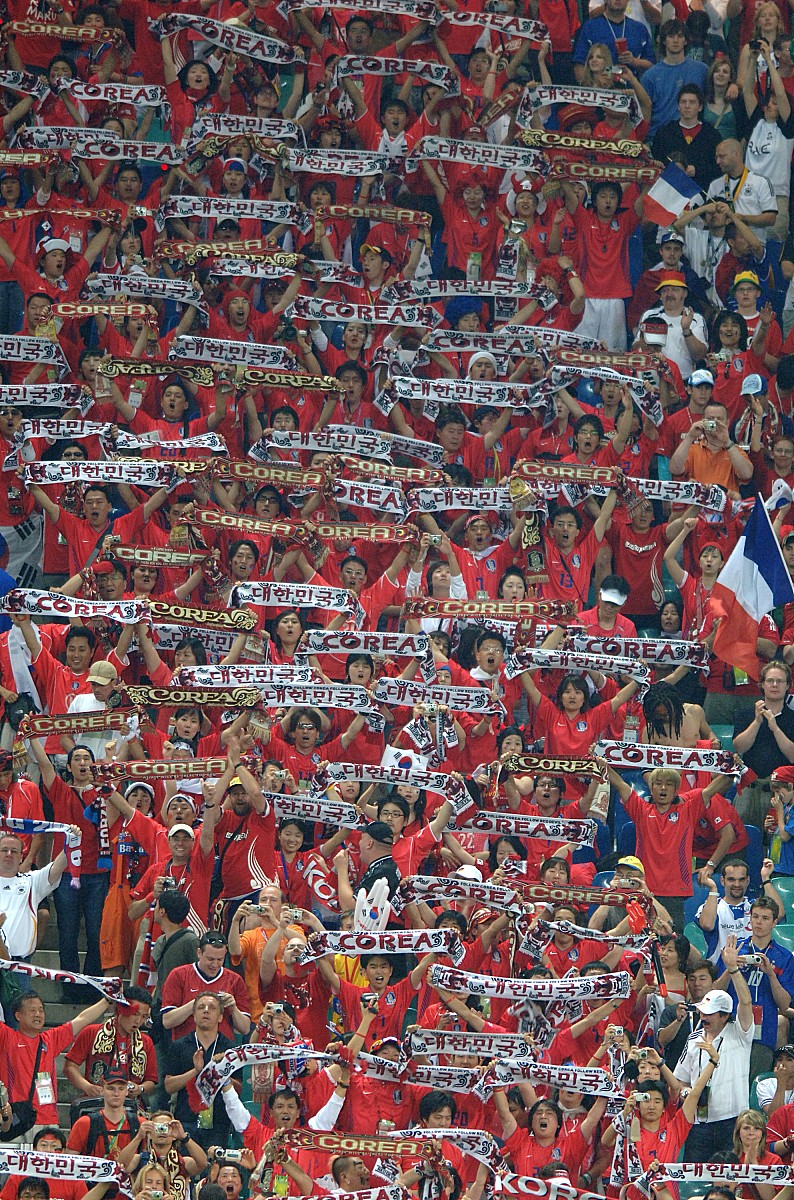 2006年6月18日,世界杯g组,韩国1-1逼平法国.韩国球迷  south korea fa