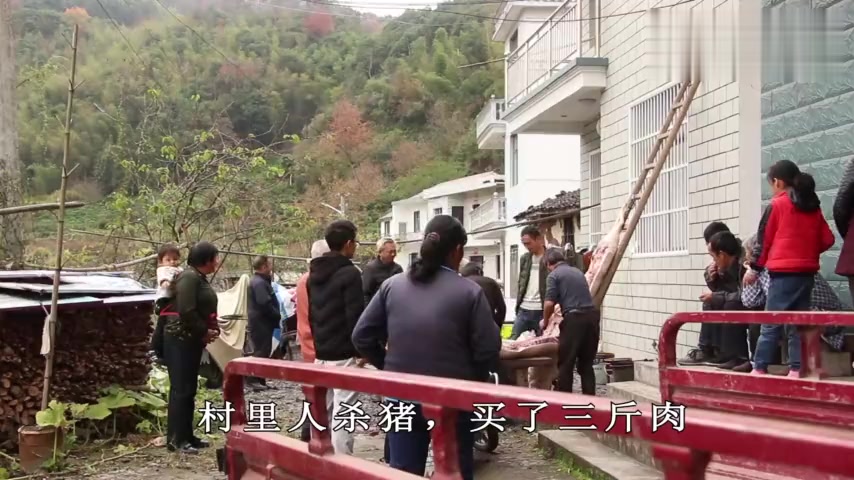 村里人杀猪,买了猪肉做山粉圆烧肉