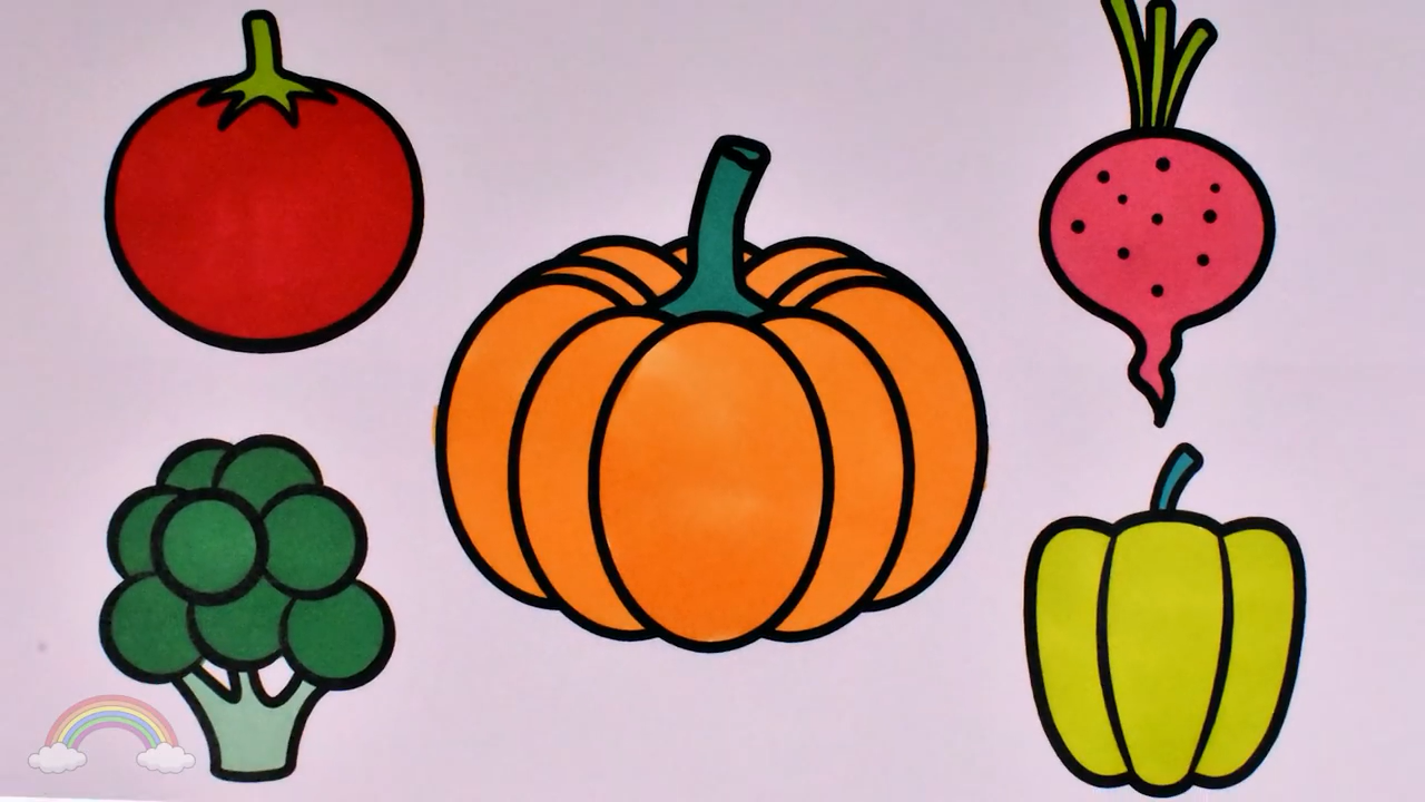 育儿早教学画画,在家教孩子用画板简笔画西兰花,青椒,南瓜萝卜