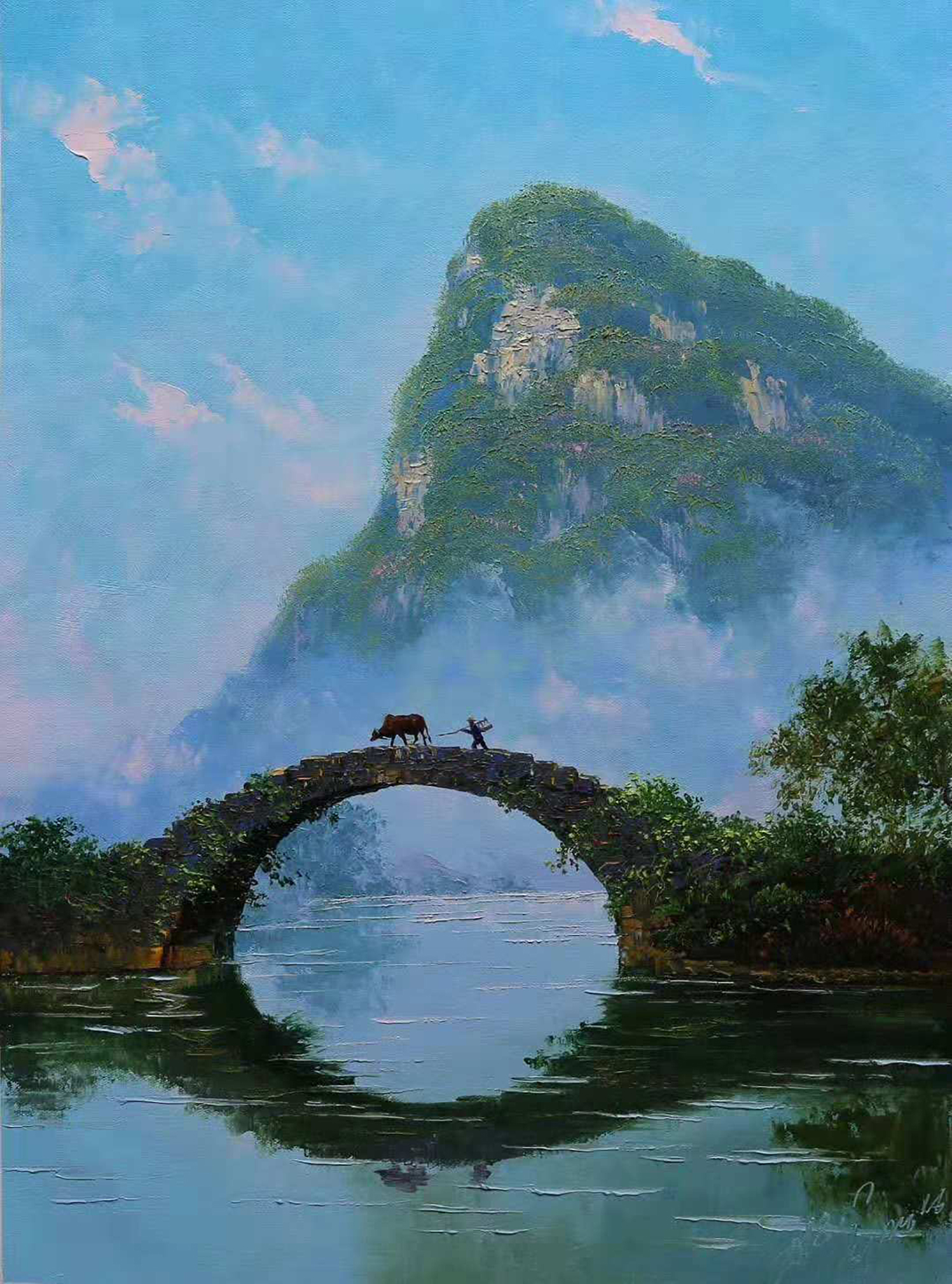 中国风水墨背景山水插画图片-千库网