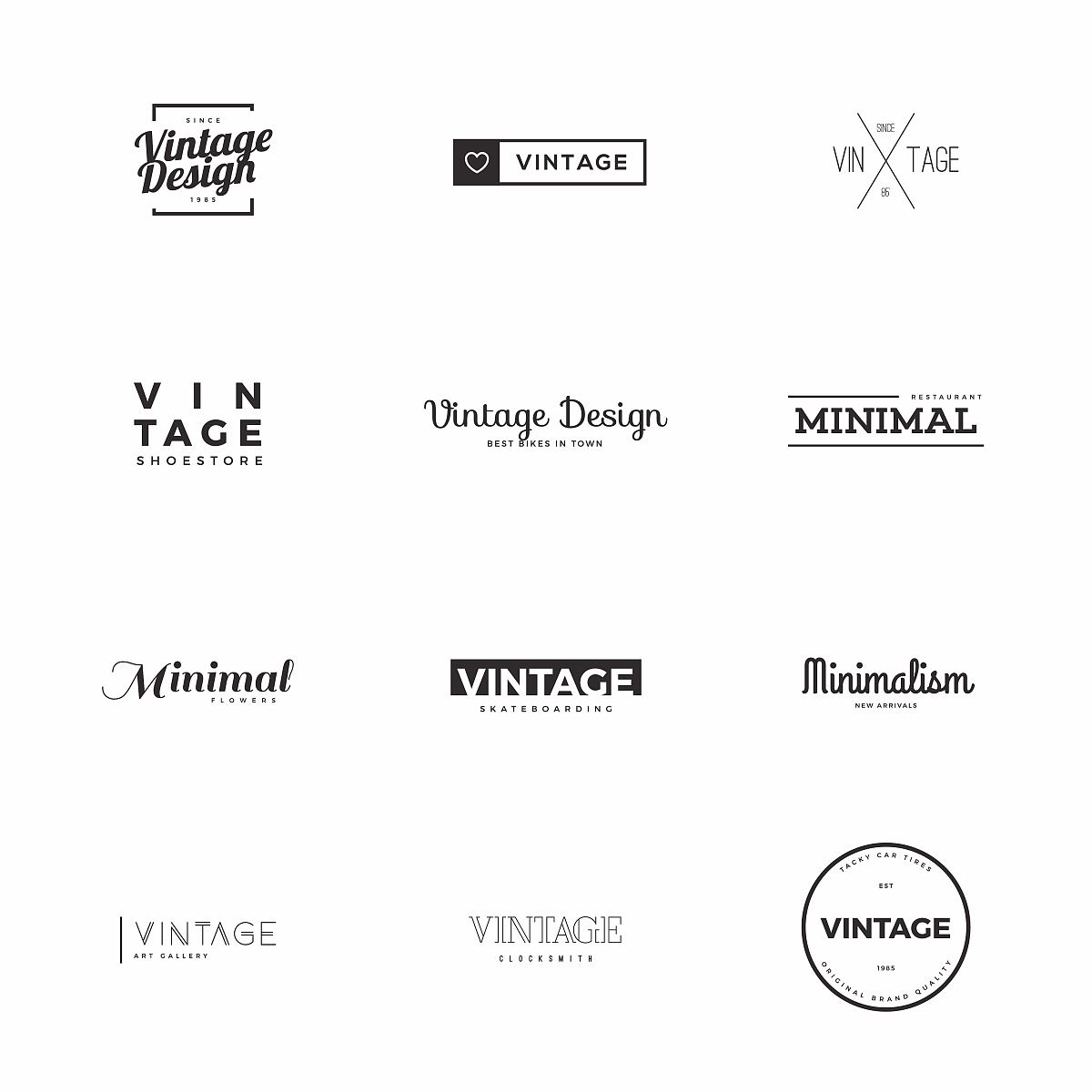 minimal vintage vector logo templates for brand design