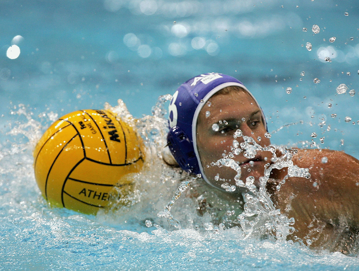 athens - august 15:  sam mcgregor of australia controls the ball