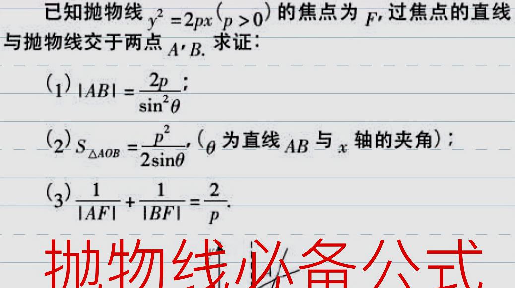 [图]高考数学干货:你不得不学的圆锥曲线公式,学霸必备