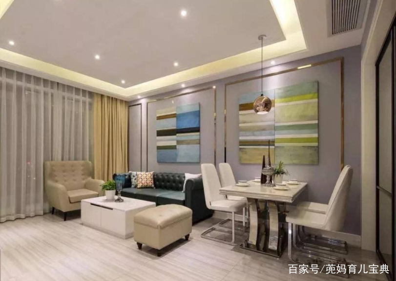 餐厅背景墙与客厅沙发墙连贯一体,显得和谐雅气.