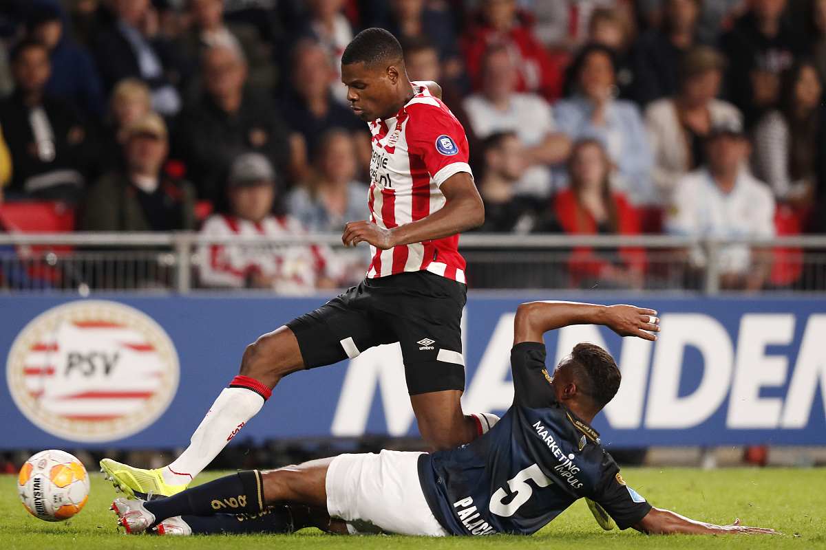eindhoven, netherlands - september 1: (l-r) denzel dumfries of p