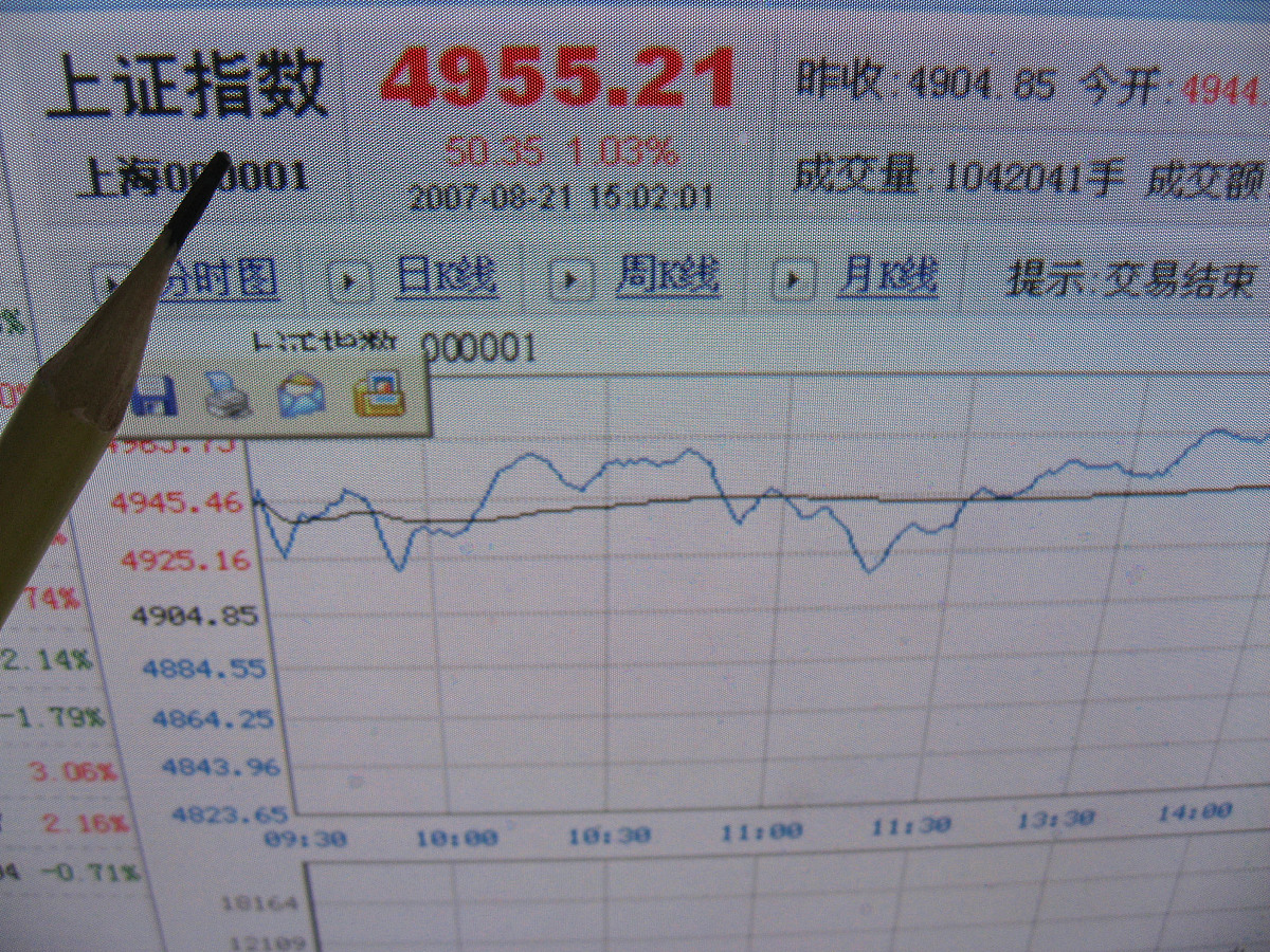 2007年8月21日,吉林市 一股民在互联网上查看股市行情. +++_+++股市,