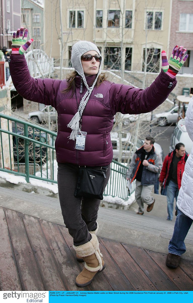 park city, ut - january 21:  actress marlee matlin walks on main