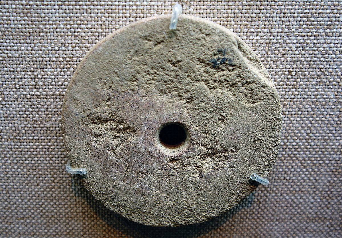 ***_***石纺轮,新石器时代,老虎山文化,距今4700-4300年,凉城县园子沟