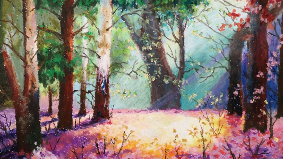 花生酱的油画棒风景画—秘境