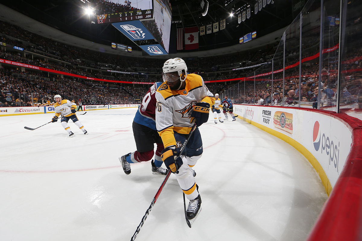 subban #76 of the nashville <strong>p</strong>redators skates against nathan