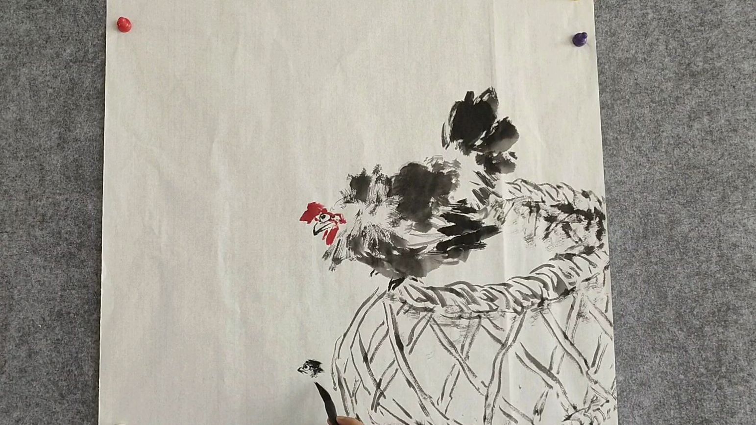 母鸡与小鸡原来也可以这样画,看老师的作品真的是能学到很多东西