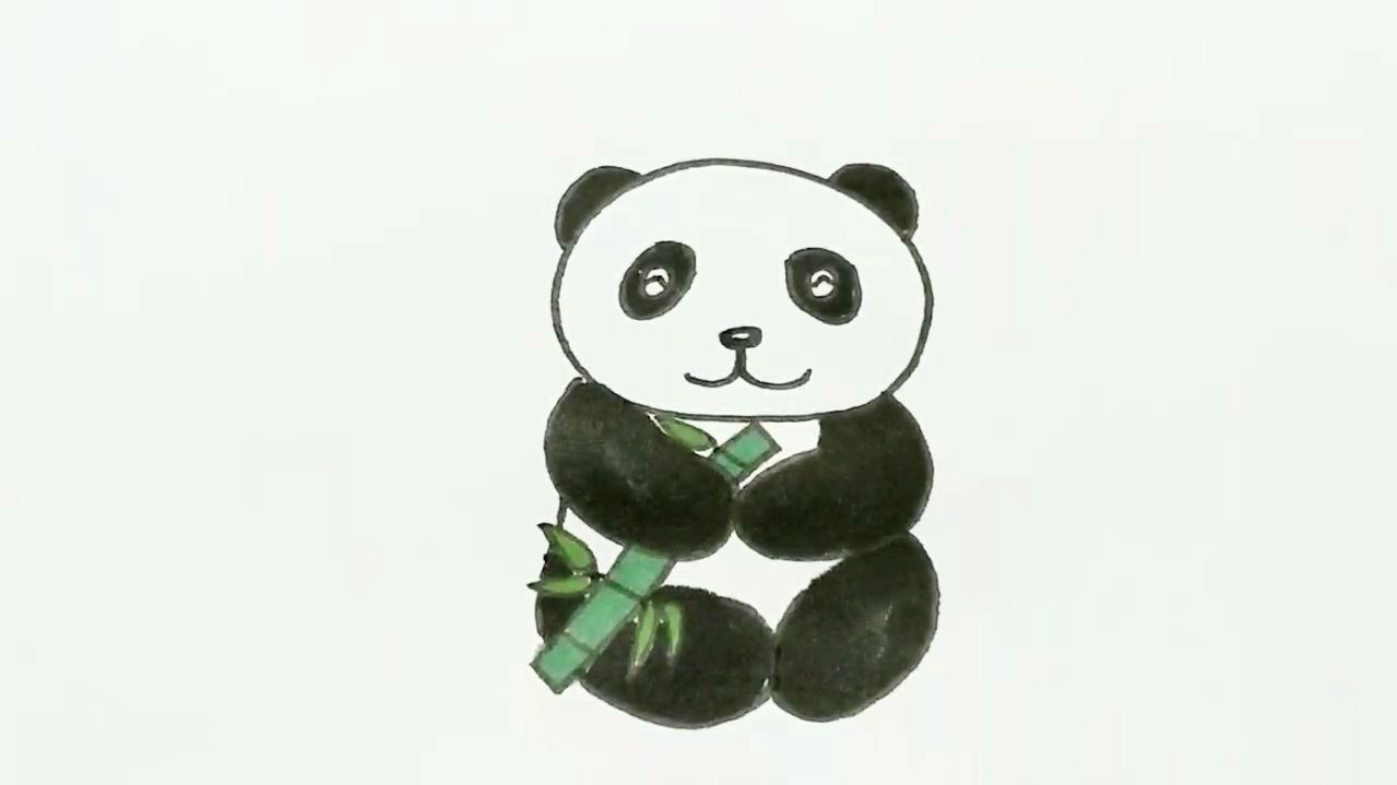 简单画小熊猫在吃竹子