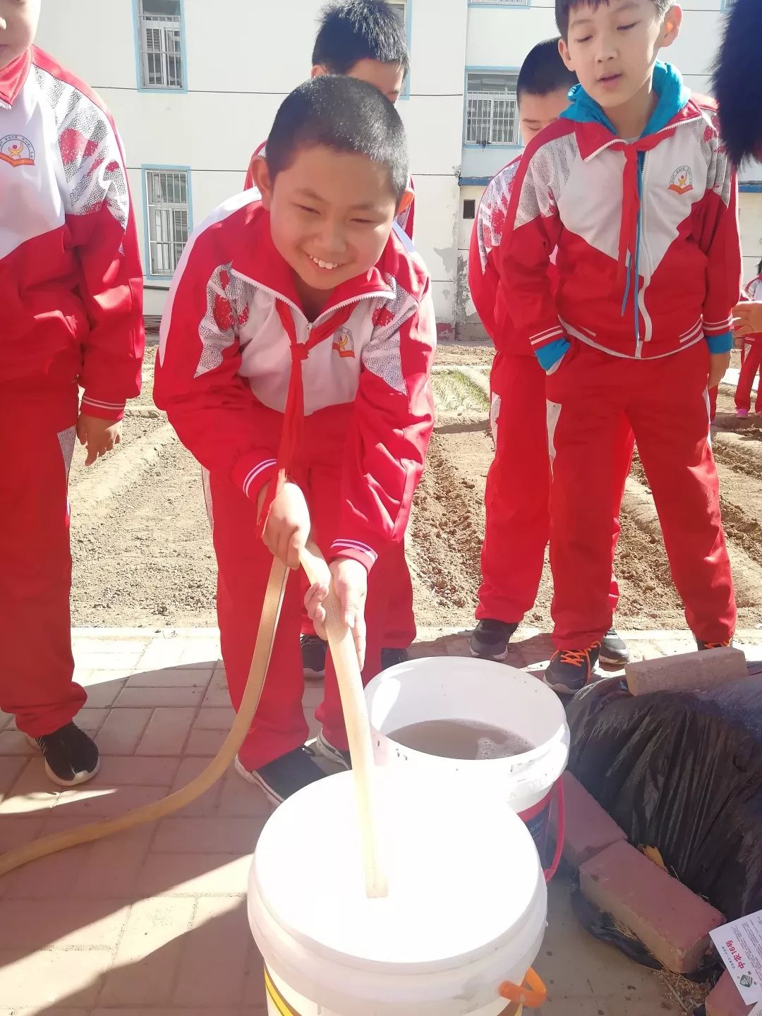 漷县镇中心小学红领巾实践基地体验农耕播种