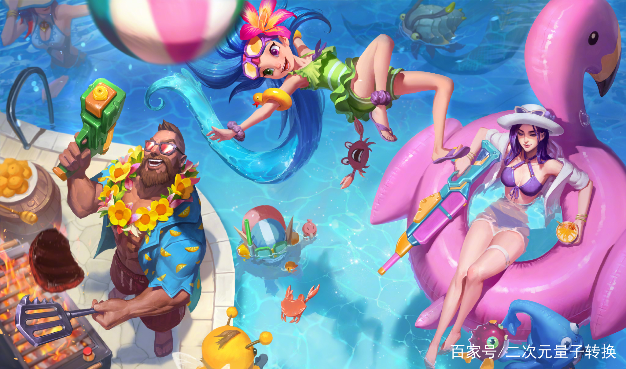 精选英雄联盟动漫壁纸，最新泳池派对，还有星之守护者!