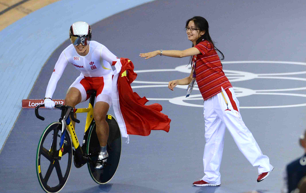2012年8月2日,伦敦,2012伦敦奥运会第6日女子场地自行车竞速赛,郭爽/