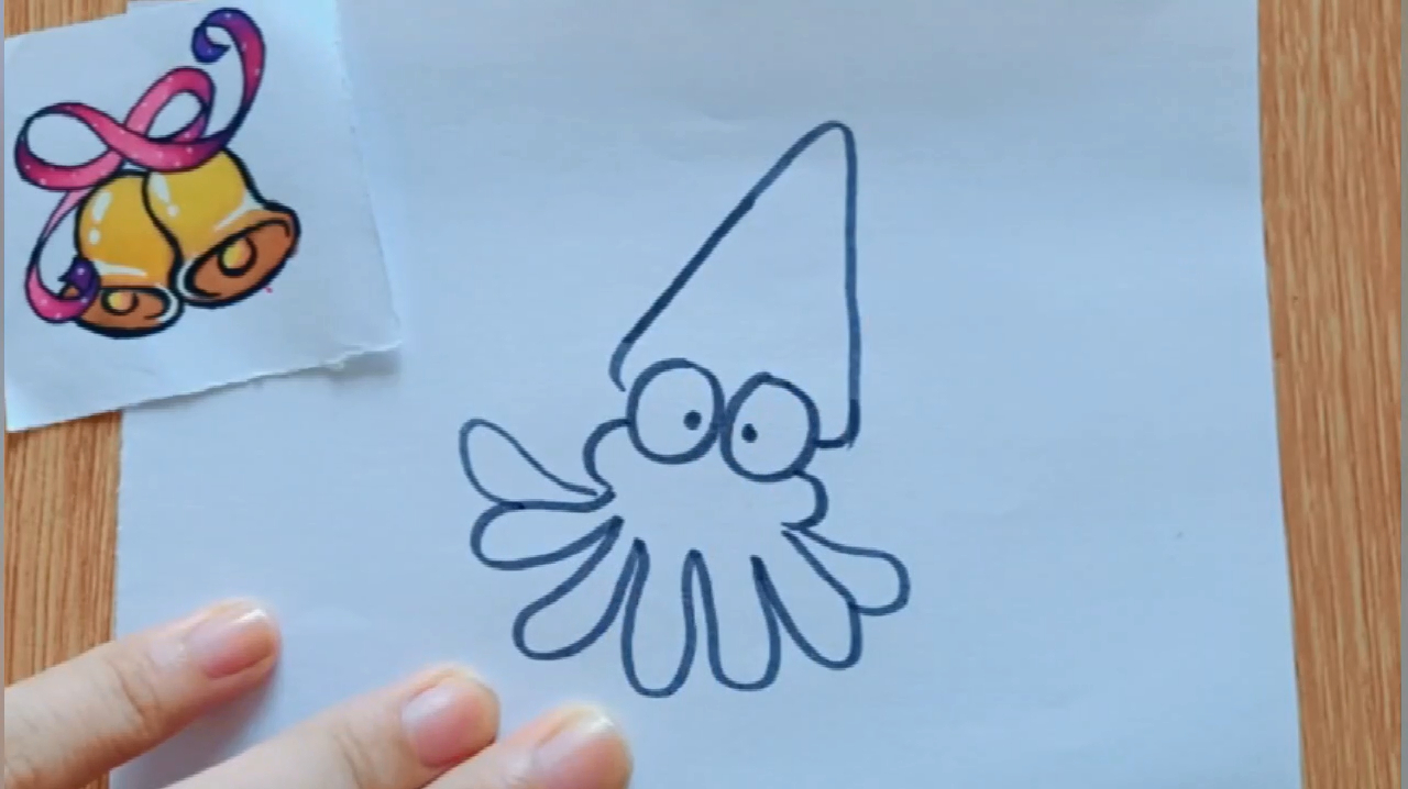 儿童简笔画教程视频大全,宝宝一看就会画,一只萌萌的小鱿鱼
