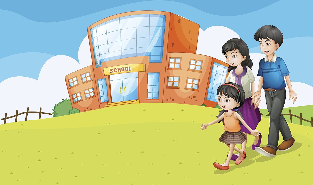 family visiting the school