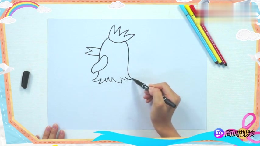 公鸡儿童简笔画教程—简单又好看!