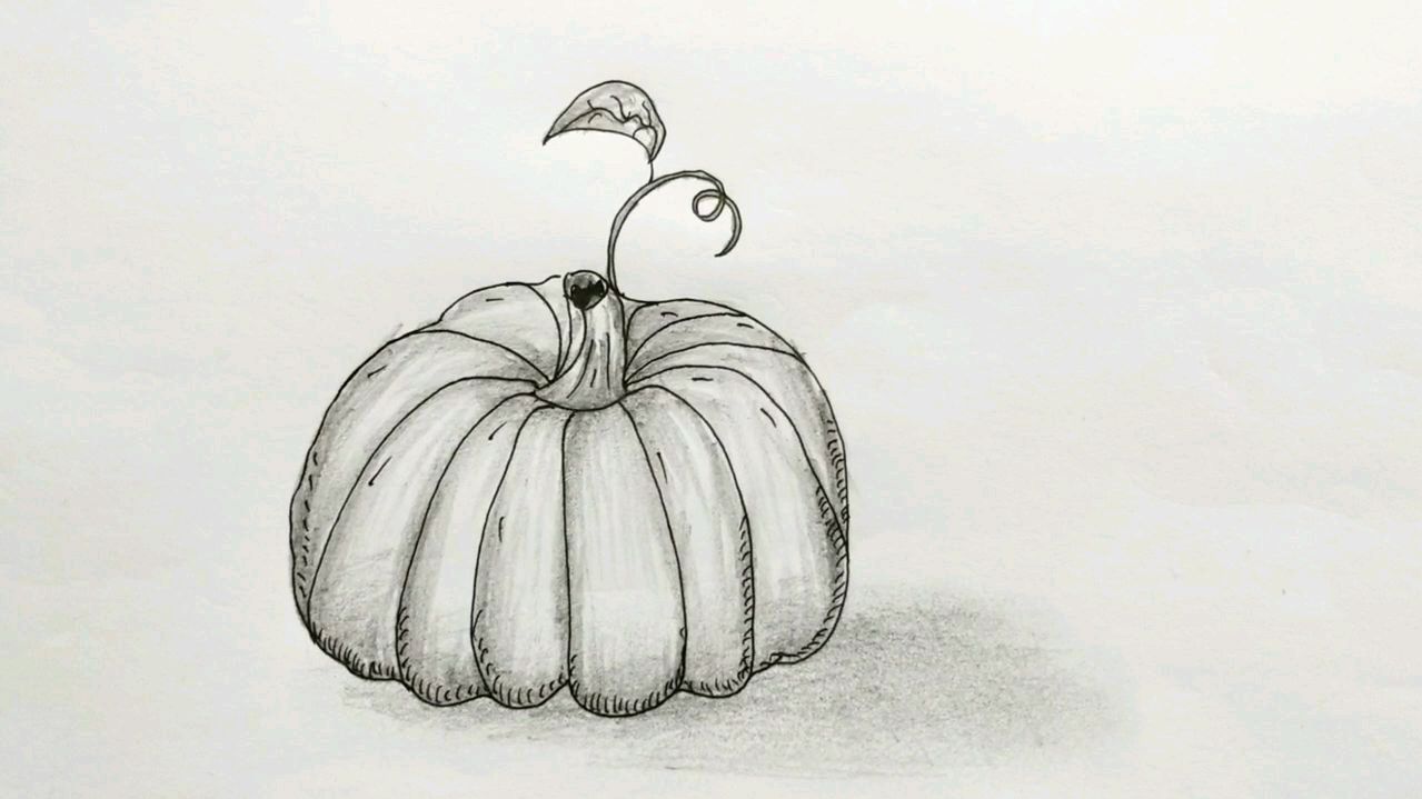 简笔画,大南瓜是用这种笔画出来的